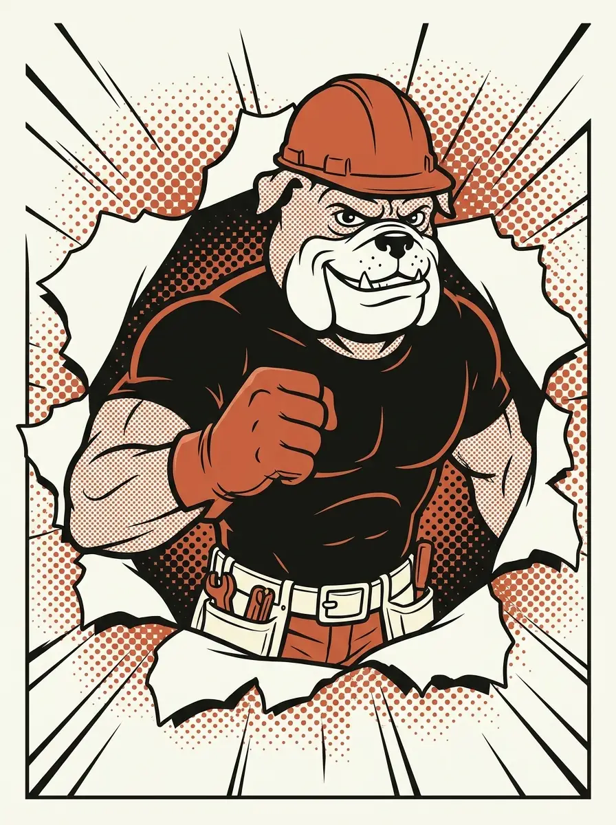 Roscoe, the Roscoe Site Pro bulldog contractor mascot