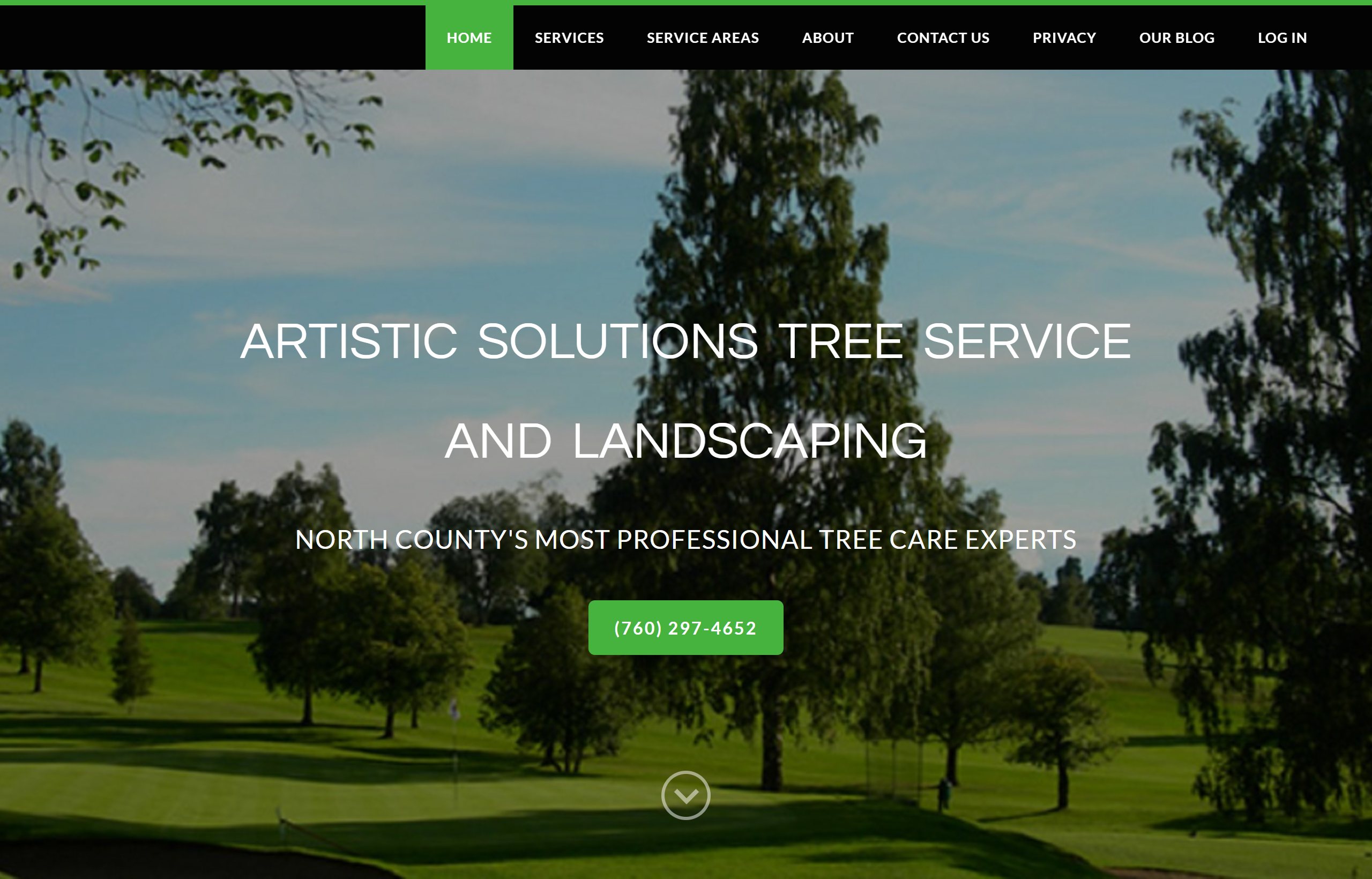 Artistic Solutions' old website — a dated template with a stock photo, generic headline, and the phone number buried below the fold