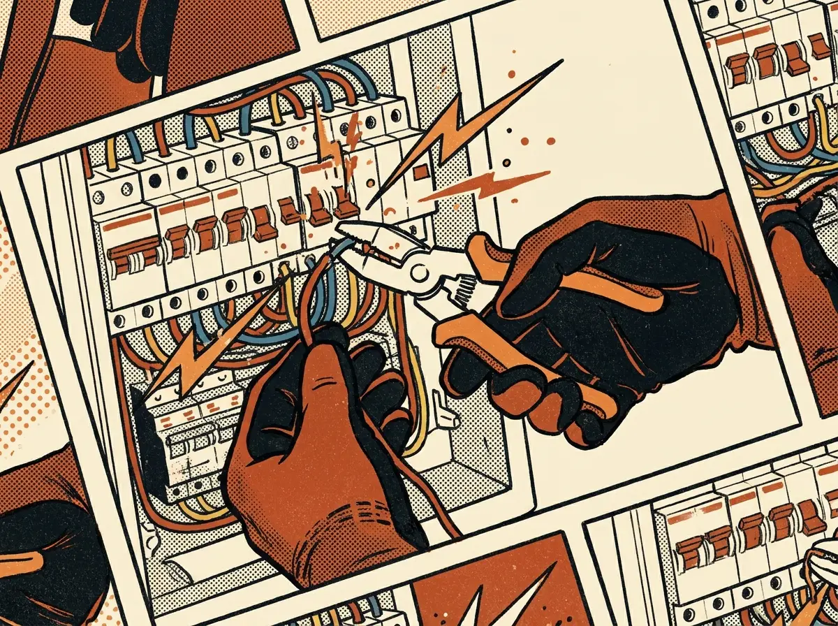 Electrician wiring a panel