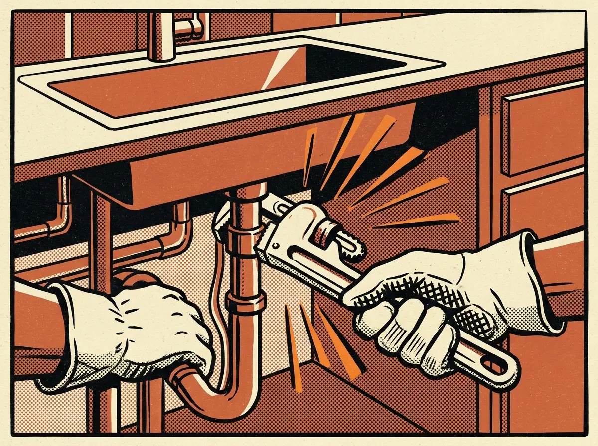 Plumber under a sink