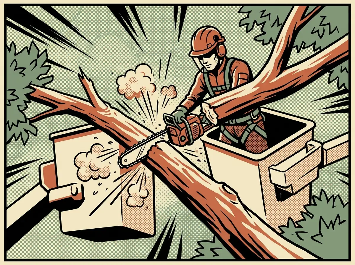 Arborist cutting a tree